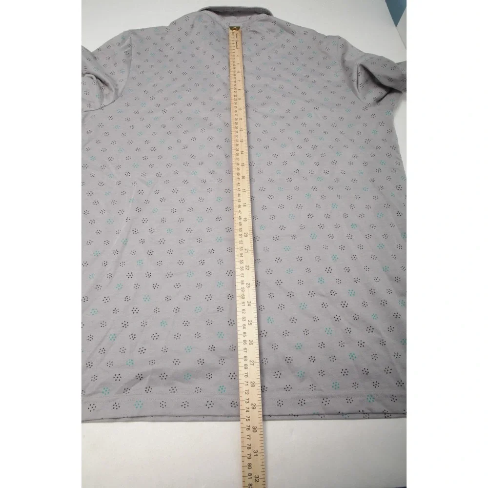 TravisMathew Polo Shirt Men XL Grey Geometric Dot Pima Cotton Blend Short Sleeve